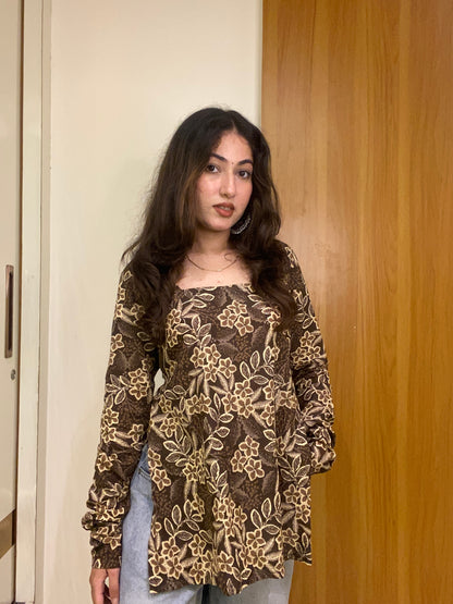 Brown Love Straight Short Kurti