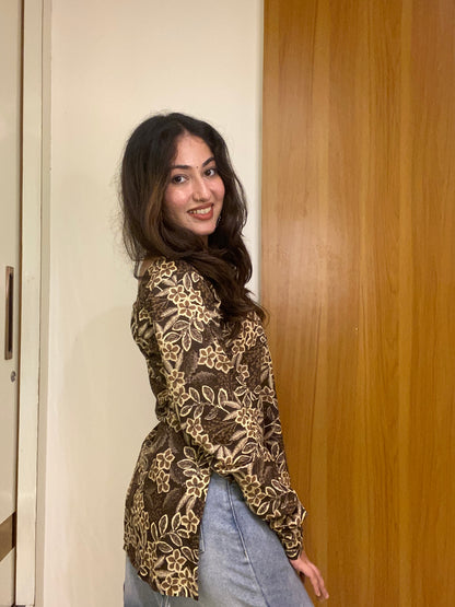 Brown Love Straight Short Kurti