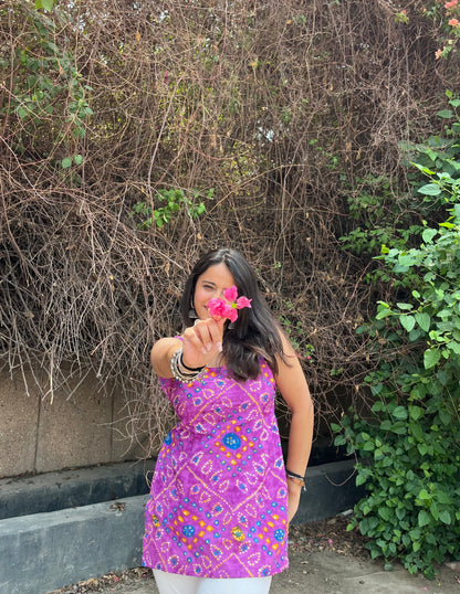 Jamun Backless Straight Short Kurti