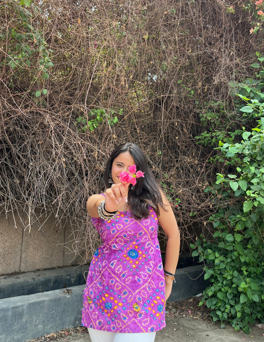 Jamun Backless Straight Short Kurti