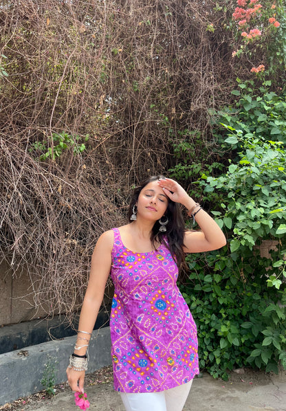 Jamun Backless Straight Short Kurti