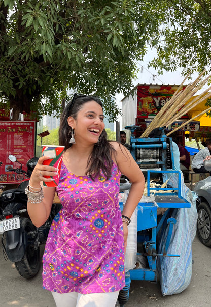 Jamun Backless Straight Short Kurti