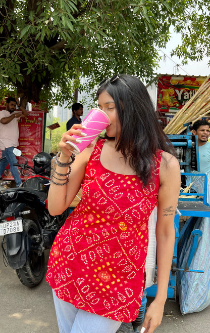 Litchi Backless Straight Short Kurti