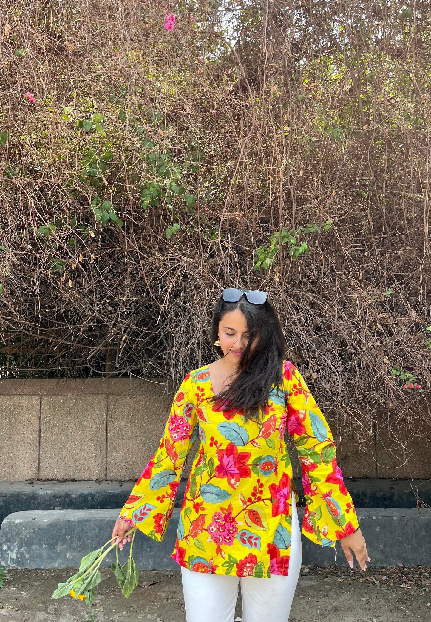 Yellow Gardenia Backless Straight Short Kurti