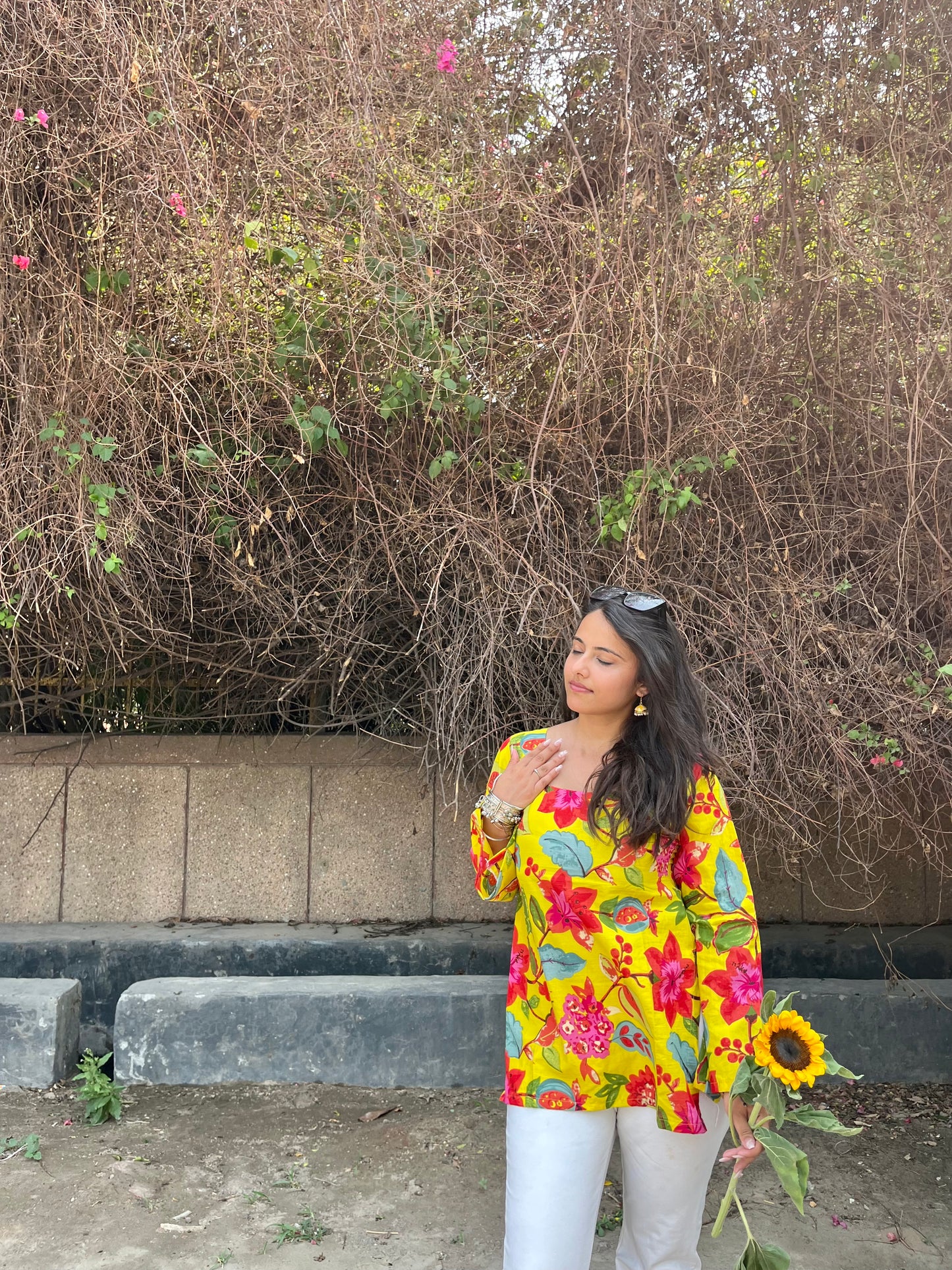 Yellow Gardenia Backless Straight Short Kurti
