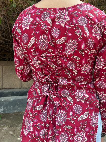 Orchid Corset Back Straight Short Kurti