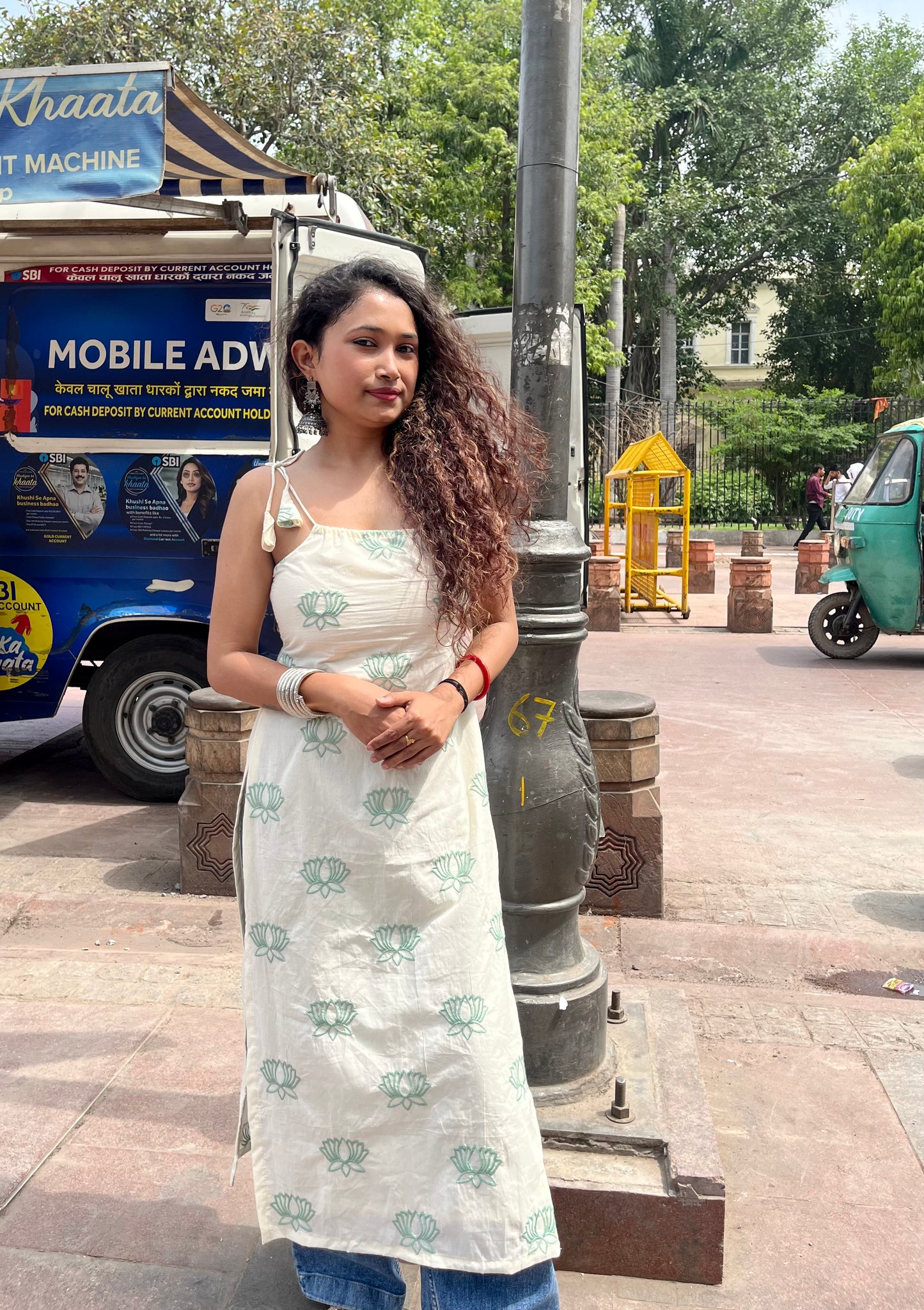 Palak Patta Tie-Up Straps Long Kurti