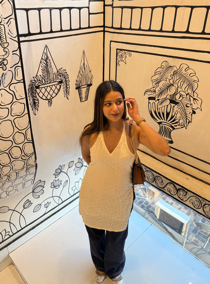 Hakoba Halter Neck Short Kurti