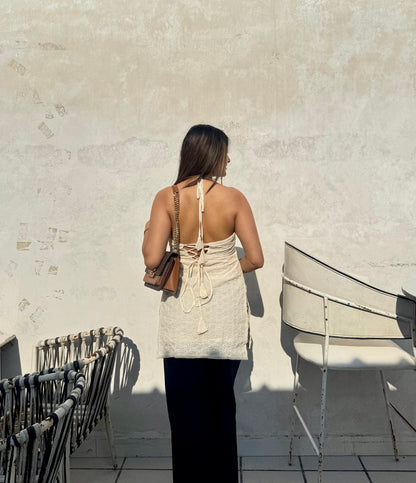 Hakoba Halter Neck Short Kurti