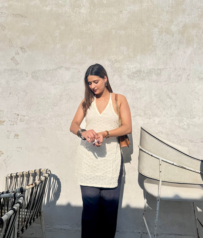 Hakoba Halter Neck Short Kurti