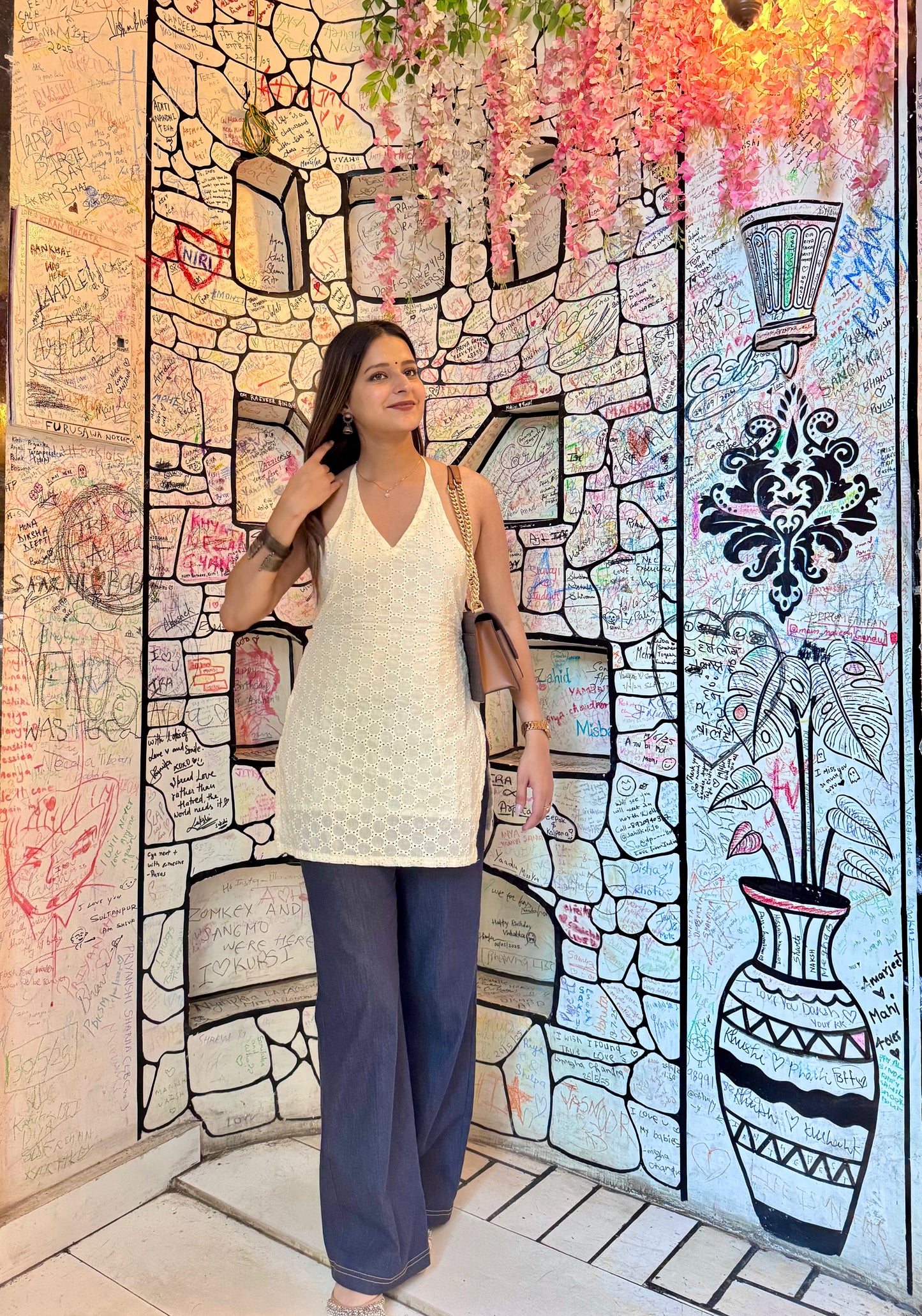 Hakoba Halter Neck Short Kurti