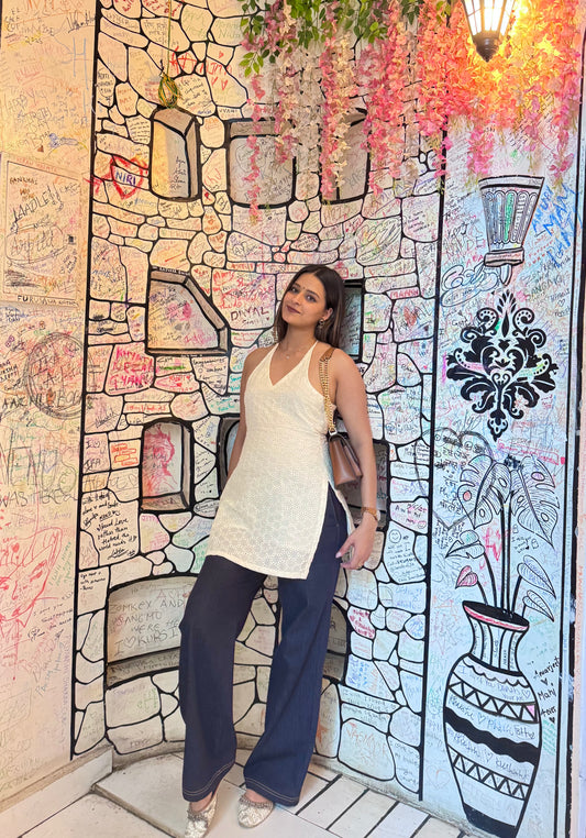 Hakoba Halter Neck Short Kurti