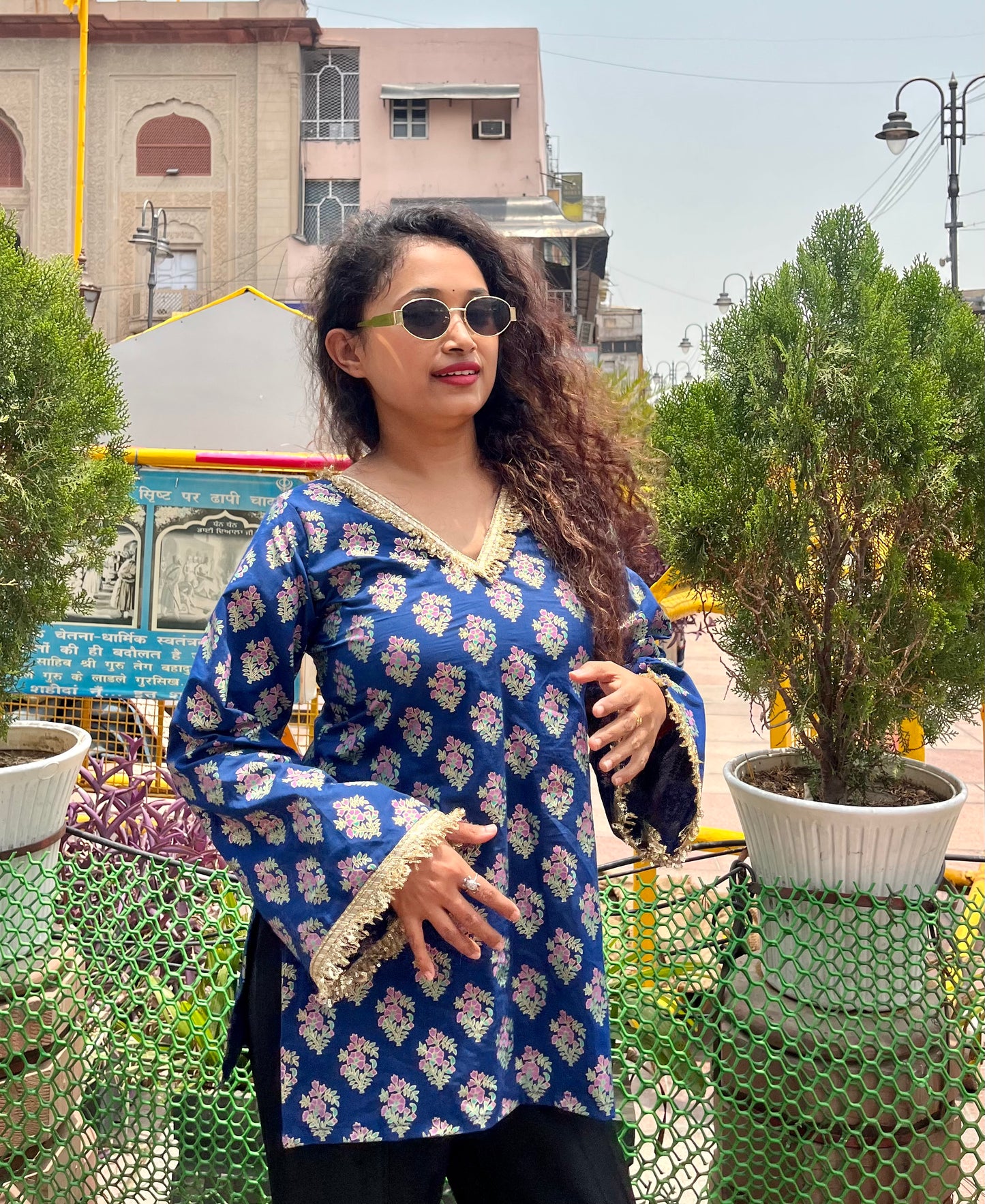 Kiran in Blue Straight Short Kurti