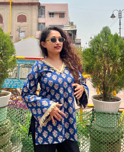 Kiran in Blue Straight Short Kurti