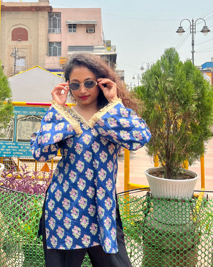 Kiran in Blue Straight Short Kurti