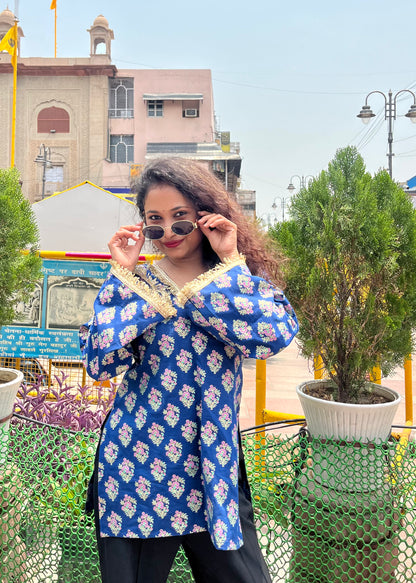 Kiran in Blue Straight Short Kurti