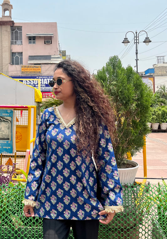 Kiran in Blue Straight Short Kurti