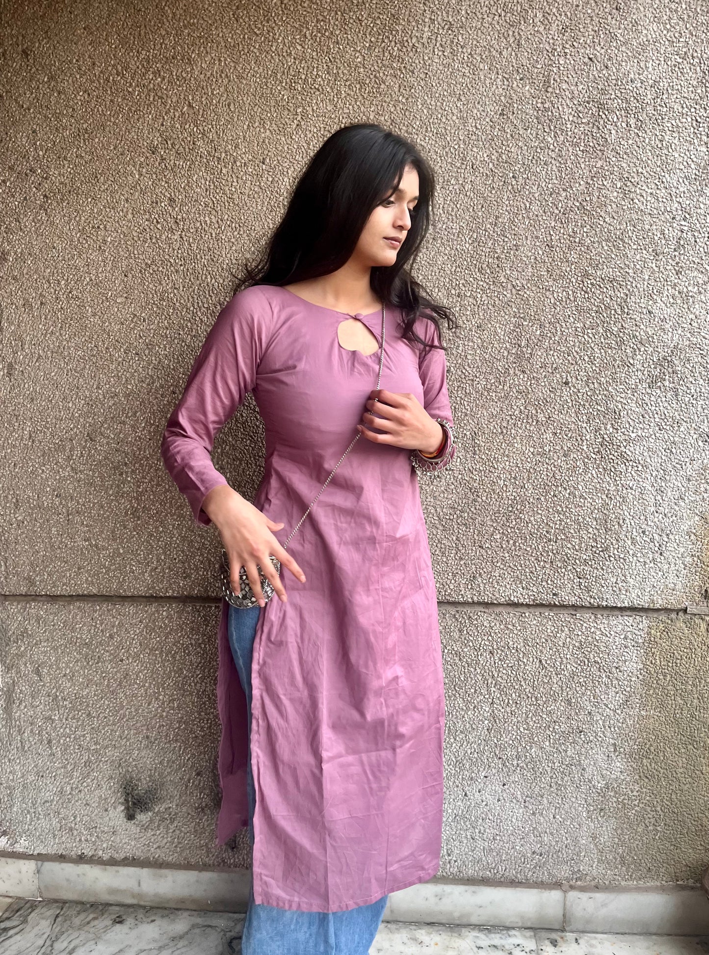 Solid Mauve Long Kurti