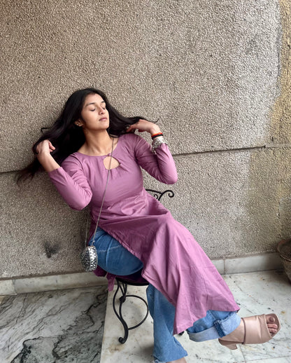 Solid Mauve Long Kurti