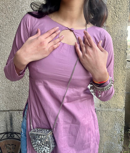 Solid Mauve Long Kurti