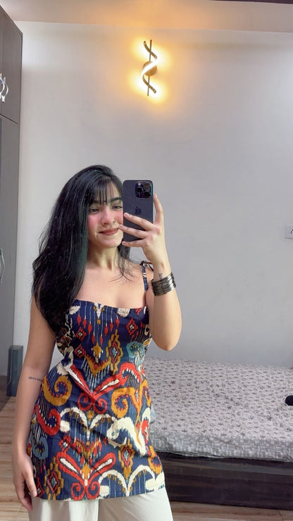 Namkeen Tie-up Straps Straight Short Kurti