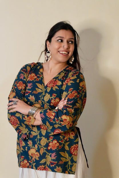 Blue Layla Backless Short Kurti