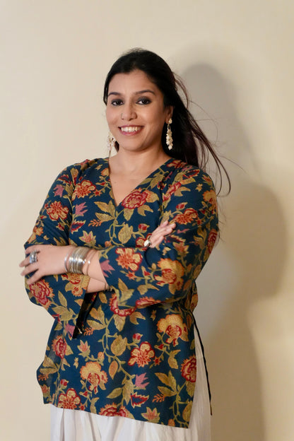 Blue Layla Backless Short Kurti