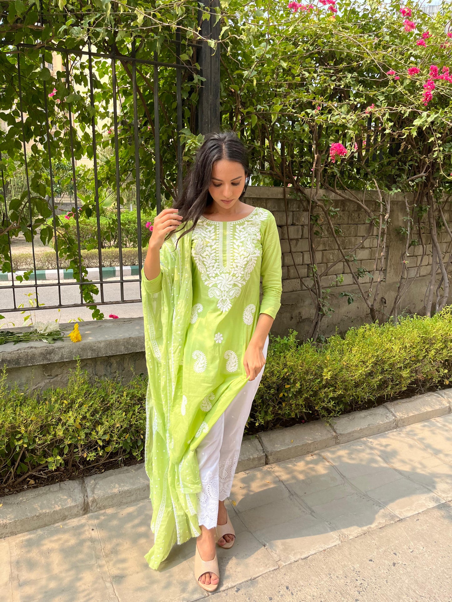 Light Green Chikankari Kurti set