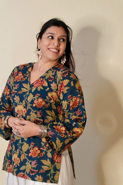 Blue Layla Backless Short Kurti