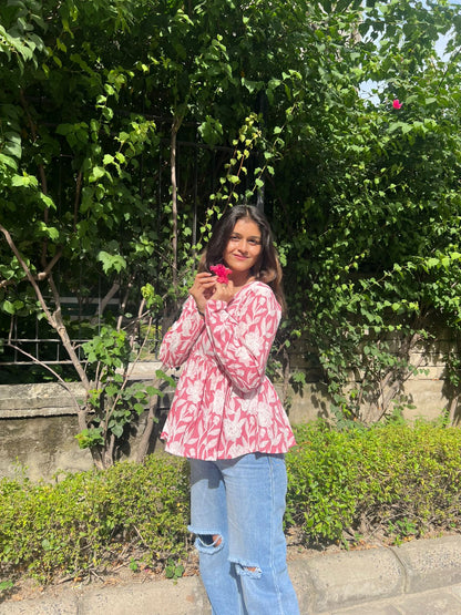 Pink Bloom Short Kurti Top