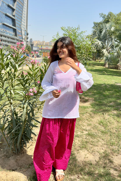 Pink Leheriya (with cover up) Set