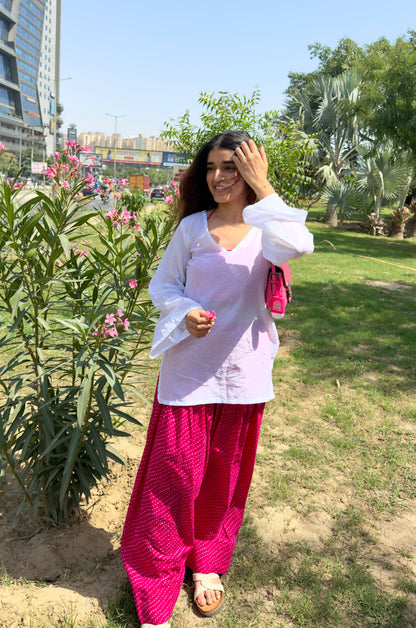 Pink Leheriya (with cover up) Set