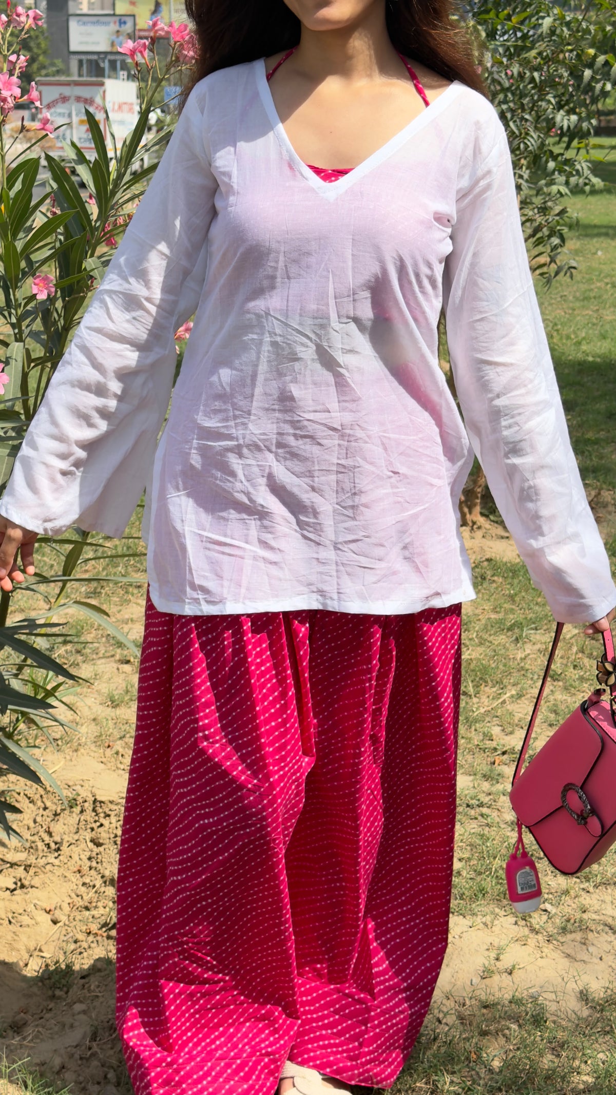 Pink Leheriya (with cover up) Set