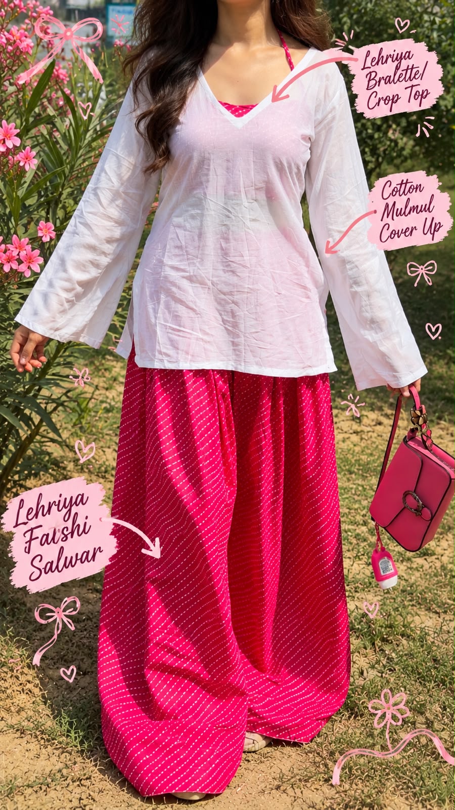 Pink Leheriya (with cover up) Set