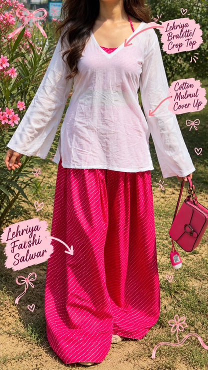 Pink Leheriya (with cover up) Set