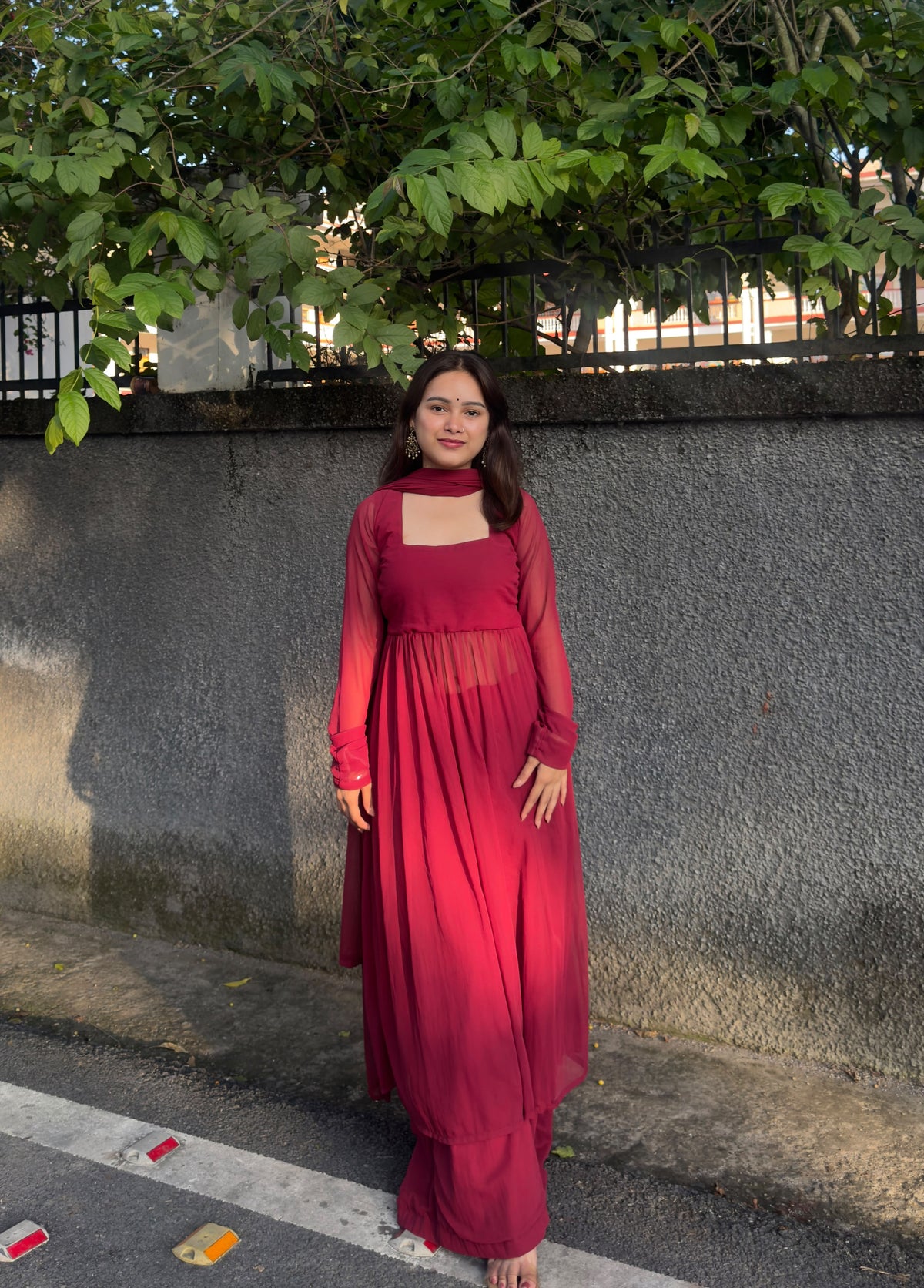 Maroon Anarkali