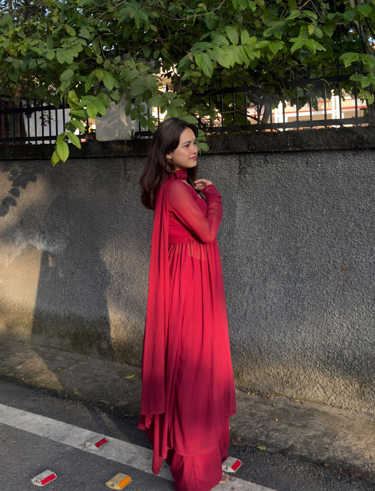 Maroon Anarkali