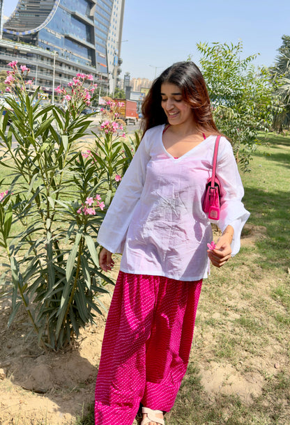 Pink Leheriya (with cover up) Set